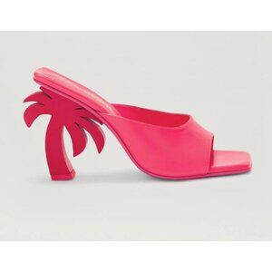 Women's Palm Angels Mule FUCHSIA Neon Pink Palm Tree Heel Size 37 / 6.5